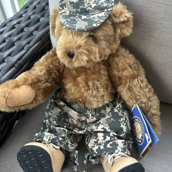 Vtg Vermont Teddy Bear handmade 18" military boots hat pants tags HTF soldier - Picture 5 of 14
